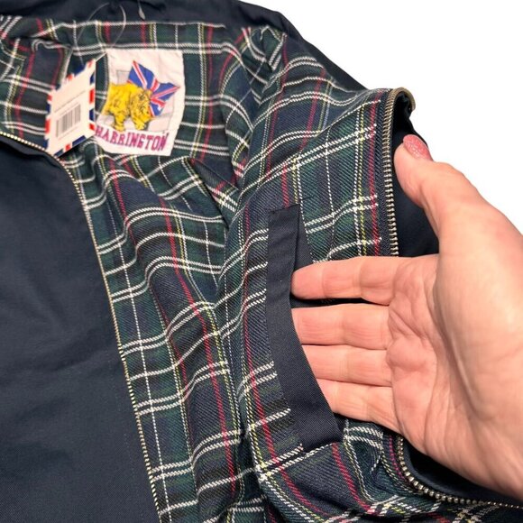 NWT Original Harrington Jacket Men's Size XL Navy Blue, Tartan Plaid Lining - Picture 7 of 7
